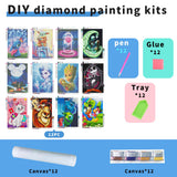 12 Pack Diamond Art Kits for Adults,5D Diamond Painting Kits for Adults,Cartoon and Animation Series Paint with Numbers Diamonds for Home Wall Decor Festival Gift 12x16 Inch FFPTBNYX
