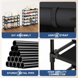 Mavivegue Shoe Rack with Cover, 10 Tier Tall Shoe Storage for 50-55 Pairs of Shoes, Shoe Organizer for Entryway, Closet Mavivegue