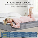 LIKIMIO 10 Inch Queen Size Mattress in a Box, Gel Memory Foam Zoned Hybrid with Cool Ice Silk Cover, Reinforced Edge Individually Pocket Springs, Zero Motion, Medium Firm, SG Made, CertiPUR-US LIKIMIO