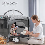 Obee Odee 4 in 1 Baby Bassinet, Pack and Play, Bedside Crib Sleeper, Diaper Changer - Comes with Mattress, Mosquito Net，Bottom Storage and Toy Bar for Newborn to Toddles Obee Odee