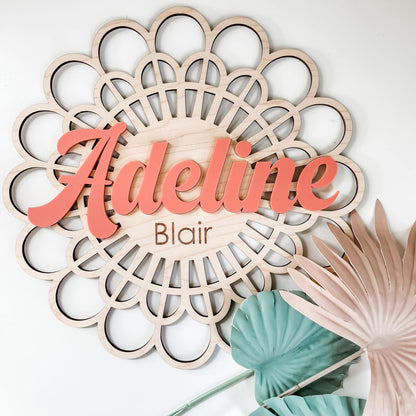 Custom Boho Wood & Acrylic Personalized Name Sign, 3D Layered Handmade Rattan Wall Decor for Nursery or Child's Bedroom - Gift for Baby Shower, - WoodArtSupply