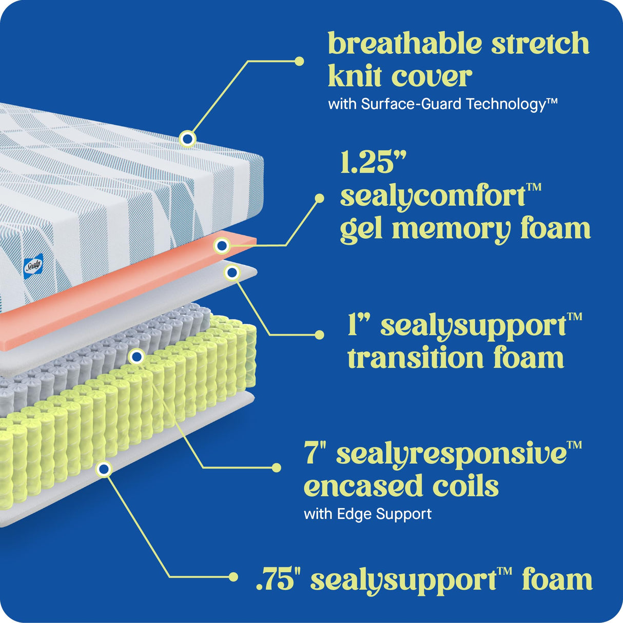 Sealy Dreamlife 10” Hybrid Mattress-in-a-Box, King, SealyComfort Gel Memory Foam, SealyResponsive Encased Coils, Surface-Guard Technology Sealy