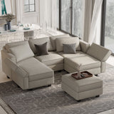 Belffin Modular Velvet Sectional Sofa with Chaise Lounge Sectional Sleeper Sofa with Storage Chaise Sofa Bed Couch for Living Room Grey Belffin