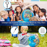 TTKTK Illuminated World Globe for Kids & Adults All Ages with Wooden Stand 7 in 1- Night View Stars Map Constellation Globe with Detailed Colorful World,Built-in LED Bulb, Educational Gift TTKTK