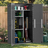 YITAHOME 60 cu ft Tall Outdoor Storage Shed w/o Shelf, Resin Vertical Outdoor Storage Shed, Large Waterproof Storage Cabinet for Garage, Poolside, and Garden (Dark Gray + Black) YITAHOME