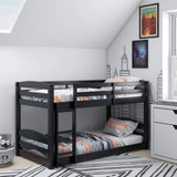 DHP Phoenix Twin Bunk Bed with Ladder, Black, Space-Saving Design, Solid Wood Construction DHP