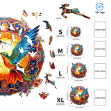 Woodemon Wooden Jigsaw Puzzles, Mandala Hummingbirds (200pcs-M-11.8 * 11.8in) Wooden Puzzles for Adults Kids, Unique Shape Animal Wood Puzzles Adults Christmas Puzzles Xmas Birthday Gifts Woodemon