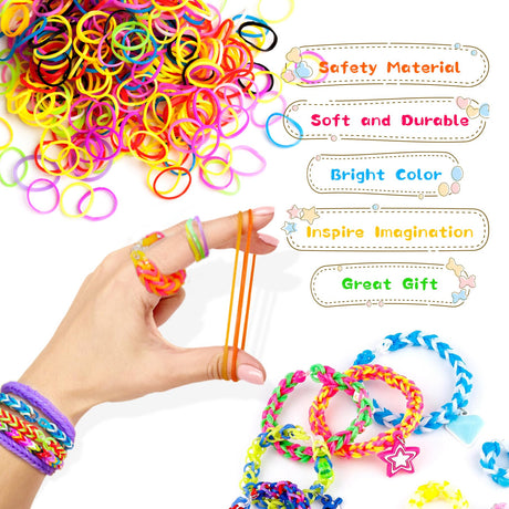 UUEMB 3000+ Rubber Band Bracelet Kit, Colorful Loom Bracelet Making Kit with Storage Box, DIY Art Craft Set with Charms Beads for Beginners Birthday Christmas Parties Gift UUEMB