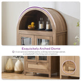 TYBOATLE 71" Tall Arched Pantry Cabinet with Innovative Drawer, Kitchen Cabinet with Anti-Tipping Device and Glass Door, Versatile Cupboard for Kitchen, Dining, Natrual TYBOATLE