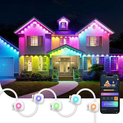 Linkind Permanent Outdoor Lights HP5,Smart AI RGBTW 100ft Christmas Lights, 85 Scenes Modes for Daily Holiday Halloween Decorations,IP67 Waterproof, Works with Alexa,Google Assistant