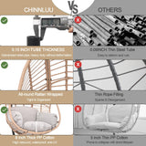 CHINNLUU Oversized Hanging Egg Chair Outdoor Wicker Swing Chair with Stand Rain Cover UV Resistant Cushion 400lbs Capacity for Patio, Garden and Balcony CHINNLUU