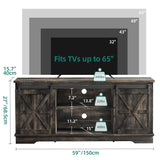YITAHOME Farmhouse TV Stand for 65 Inch Television Stand, Entertainment Center with Storage Cabinets and Sliding Barn Doors, Rustic Media TV Console Table for Living Room, Dark Rustic Oak YITAHOME