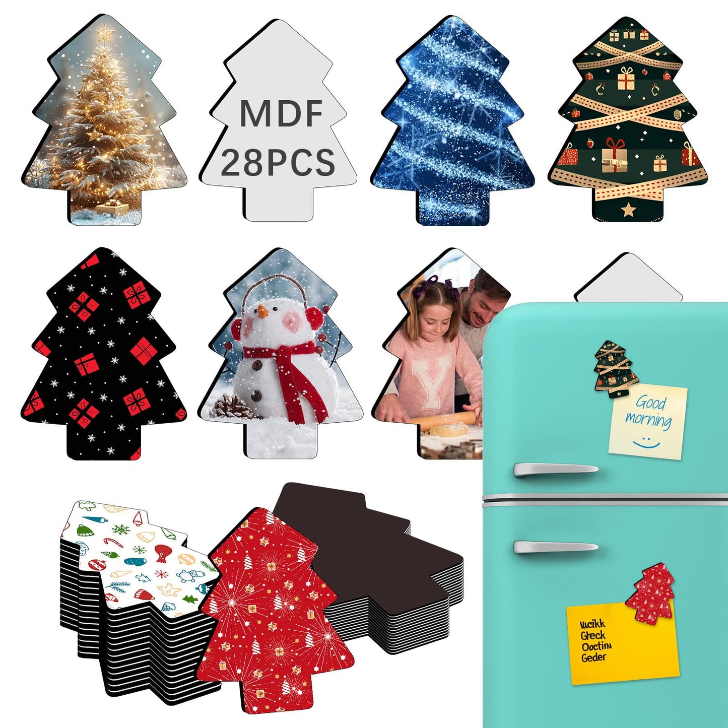 56Pcs Sublimation Magnets Blanks Bulk 28 pcs Sublimation Magnet Blanks Products 28 pcs Soft Magnetic for Kitchen Refrigerator Christmas Sublimation Onament Blanks DIY Craft