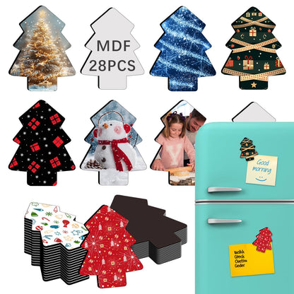 56Pcs Sublimation Magnets Blanks Bulk 28 pcs Sublimation Magnet Blanks Products 28 pcs Soft Magnetic for Kitchen Refrigerator Christmas Sublimation Onament Blanks DIY Craft