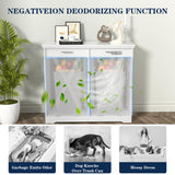 TOLEAD Tilt Out Trash Can Cabinet, 10 Gallon Kitchen Trash Cabinet Hidden Trash Can with Deodorizing & Negative Ion Pet Proof for Kitchen,Dining Room, Living Room,Double White TOLEAD