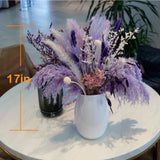 Natural Dried Pampas Prairie Bouquet, 17 "Natural Dried Bouquet, Purple Pampas and Millet Flower Mixed Bouquet Bohemian Style Family Wedding Dried Flower Decoration Flowerartlife