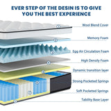 Queen Mattress, 12 Inch Pillow Top Hybrid Mattress in a Box Medium Firm Fiberglass-Free, Soft Breathable Pressure Relief Memory Foam Pocket Innerspring Bed, CertiPUR-US Certified PAMYO