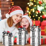 Amyhill 3 Pcs Christmas Wooden Gifts Box Decor Christmas White Black Plaid Presents Table Centerpieces Rustic Wooden Gifts Tiered Tray Decor with Buffalo Plaid Bowknot for Xmas Party Decor Amyhill