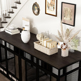 DAWNSPACES Furniture Dog Crate, 71" Heavy Duty Wood Dog Cage Kennel House Furniture with a Removable Divider, Indoor Dog Crate Table TV Stand with Double Doors for Large Medium Breed Dogs, Brown DAWNSPACES