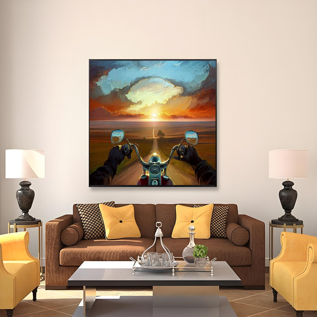 ABEUTY DIY Paint by Numbers for Adults Beginner,Motorcycle in The Sunset 16x20 inches Number Painting Home Decoration Crafts (No Frame) ABEUTY