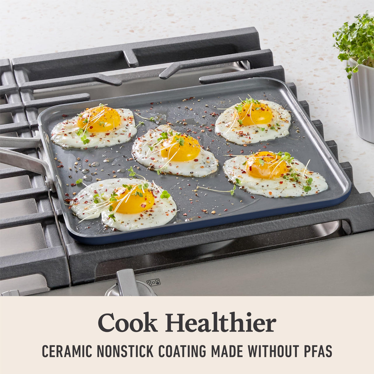 Calphalon® Premier Ceramic Nonstick 11" Square Griddle, Midnight Blue Calphalon