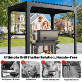 UPHYB 8x5 Louvered Pergola, Aluminum BBQ Pergola, Hardtop Gazebo for Outdoor Grill, Adjustable Rainproof Roof, Pergolas for Patio, Black UPHYB