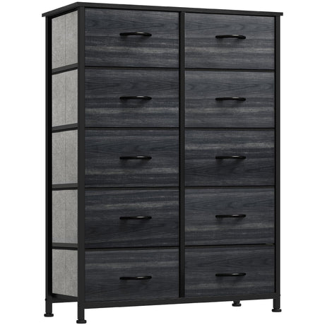YITAHOME 10 Drawer Dresser - Fabric Storage Tower, Organizer Unit for Living Room, Hallway, Closets - Sturdy Steel Frame, Wooden Top & Easy Pull Fabric Bins YITAHOME