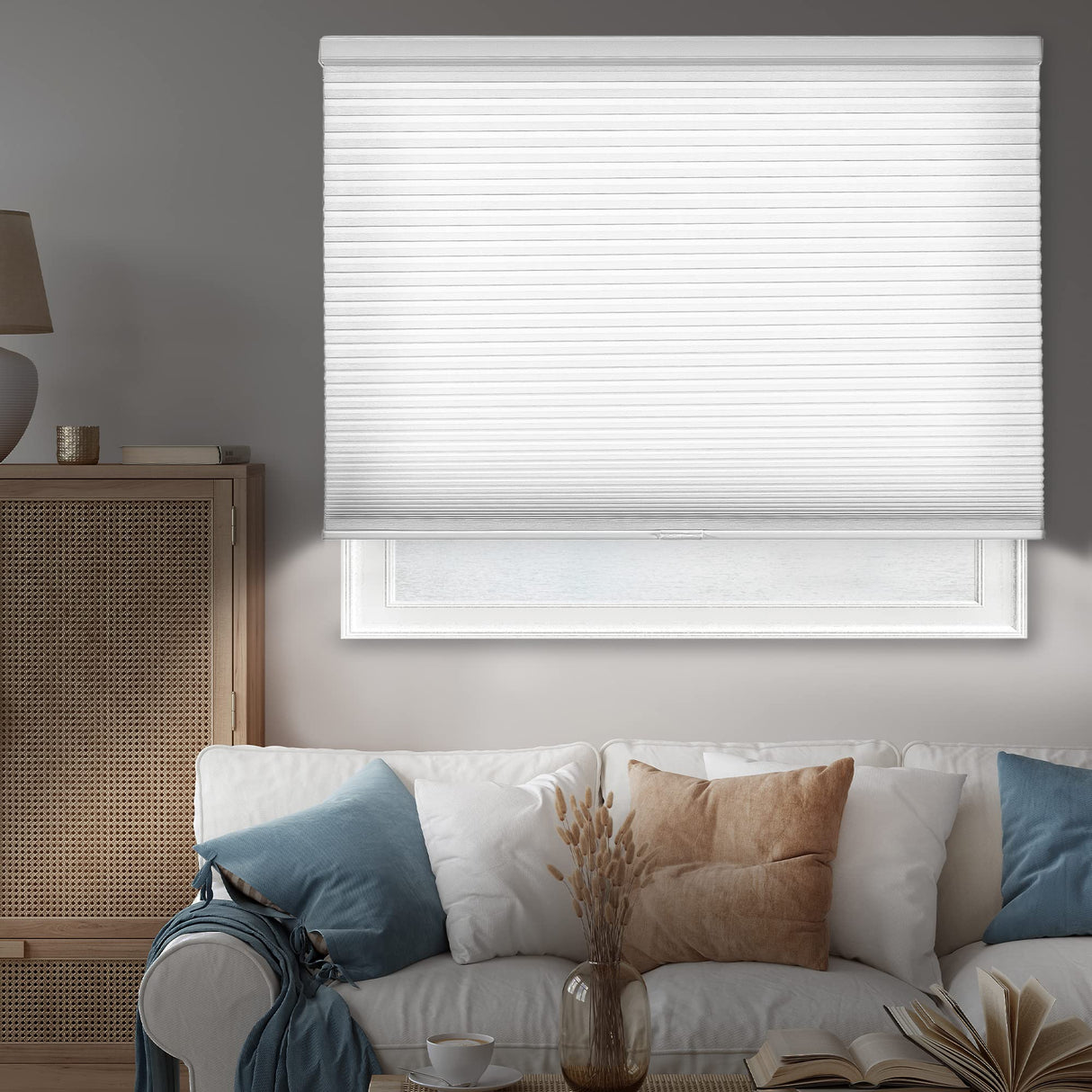Chicology Cordless Cellular Shades, Blackout Window Blind, Evening Mist (Blackout) - 46"W X 48"H CHICOLOGY