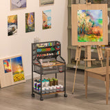 Small Rolling Utility Cart with Drawer, Metal Craft Storage Cart with Lockable Wheel, Versatile Art Organizer with 6 Tiers & Removable Dividers for Drawing Room, Store Paint & Artifact, Patent Pending Jakyitvi