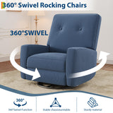 Nursery Recliner Chair, 360° Swivel Rocking Glider Chair for Adults with Adjustable Backrest & Footrest, Upholstered Armchair for Living Rooms, Bedrooms, Apartments, Blue Garvee