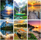 AOSGEDY 6 Pack Paint by Numbers for Adults Kids Beginner, Adult DIY Landscape Oil Painting for Home Wall Decor 12X16 Inch AOSGEDY
