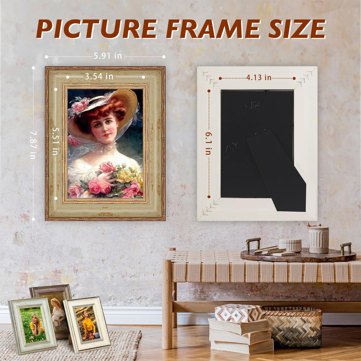 XUANLUO 3 Pack 4x6 Inch Farmhouse Rustic Picture Frame Sets Distressed Farmhouse Plastic Frame with HD plastic cover for Wall Mount or Tabletop Display XUANLUO
