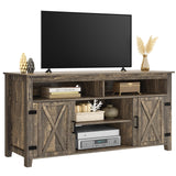 DWVO TV Stands for Living Room, Farmhouse Entertainment Center for 65 Inch TV, Rustic TV Console with Storage and Barn Door, Console Table Media Television Stands, 59 Inches, Light Rustic Oak DWVO