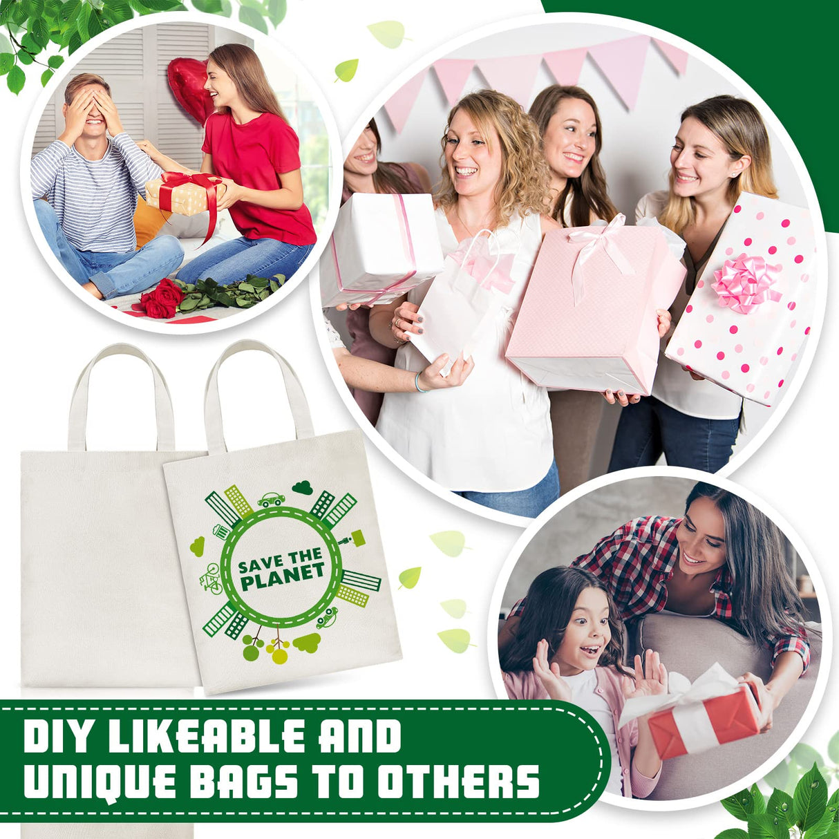 Xuniea 12 Pcs Sublimation Polyester Tote Bag Blank Canvas Bag Bulk Reusable Grocery Shopping Bag Christmas Gift 15 x 16'' (Beige) Xuniea