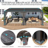 MELLCOM Louvered Pergola 12x24, Aluminum Pergola with Adjustable Louvered Roof, Outdoor Pergola with Waterproof Curtains and Nets, Dark Grey MELLCOM