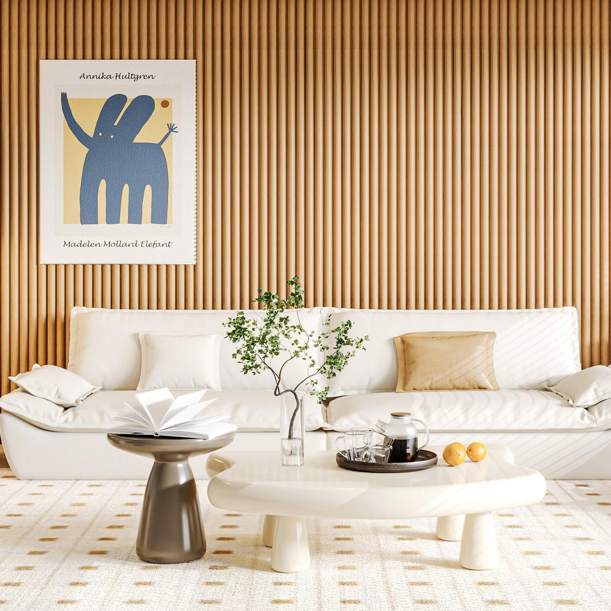 Art3d 4 Pc 96"x5.7" Wood Slat Wall Panel for Interior, Ceiling and Decoration, Semi-Cylinder Design, 15.2 SqFt Art3d