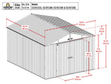 Arrow Shed Elite 10' x 12' Tall Outdoor Steel Storage Shed with High Gable and Lockable Doors Storage Building, Cool Grey Arrow