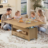 Garvee 40" Coffee Table Lift Top, Multi-Function Convertible Coffee Table with Drawers and Hidden Compartment, Converts to Dining Table for Living Room, Raw Wood Garvee