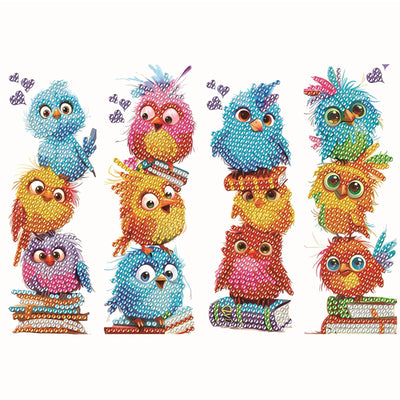 4pcs Bird Diamond Art Bookmarks,Diamond Painting Bookmarks Kits for Adult,DIY Gem Art Small Crafts with Rhinestone Tassel,Paint by Diamonds for Graduation Birthday Reader Gifts. (Bird)