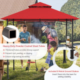 Tangkula 8x5 Ft Grill Gazebo, Double Tiered Outdoor BBQ Gazebo with 2 Side Shelves, 5 Hooks, Bottle Opener, Barbecue Grill Gazebo Shelter for Patio, Garden, Beach, Backyard (Wine) Tangkula