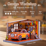 DIY Miniature House Kit Garage Workshop, Miniature Dollhouse Kit with LED, Tiny House Wooden Model Kits for Adults Teens, Mini Houses Building Kits Crafts for Adults, Gifts for Family Friends JoySpark Toys