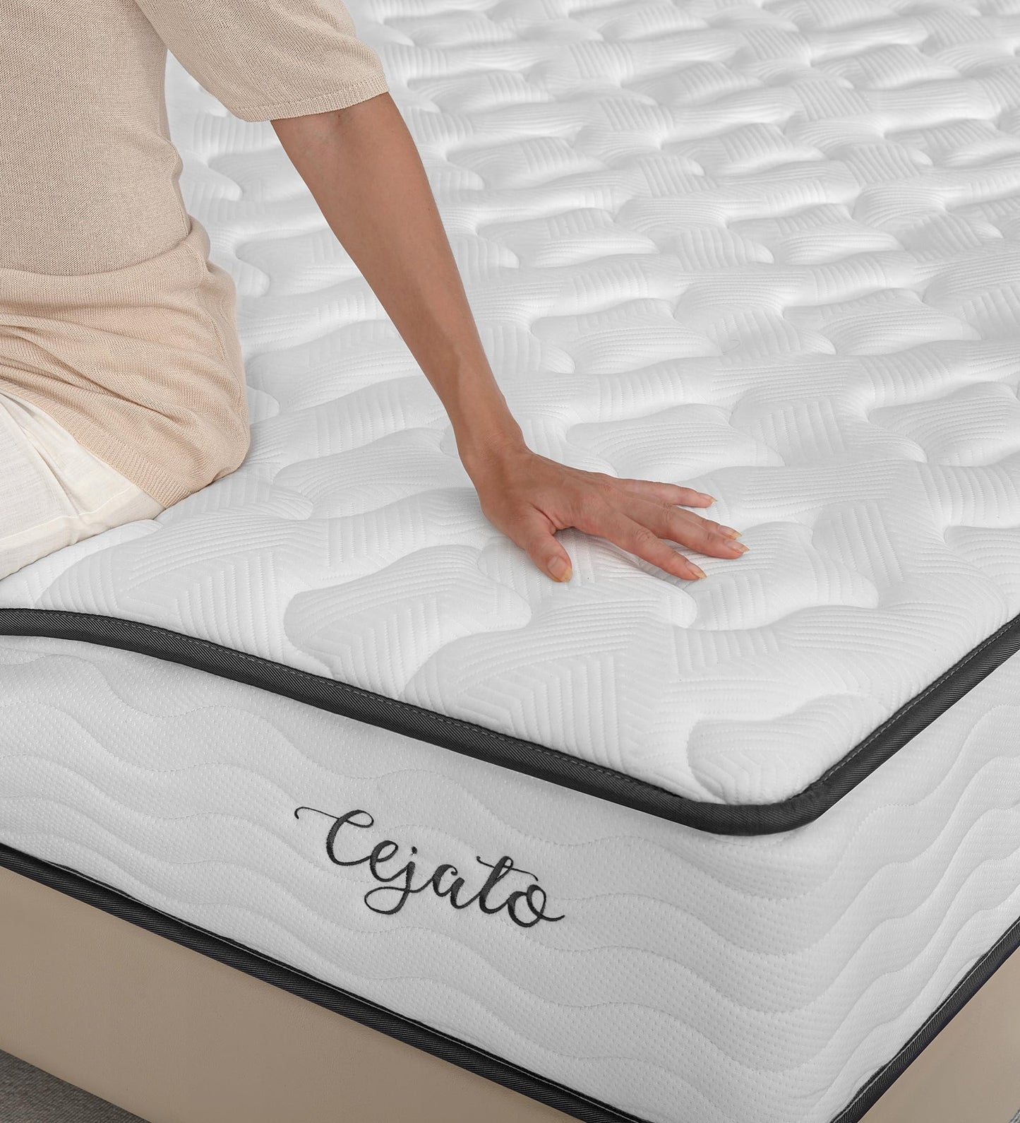 Cejato Full Size Mattress,10 Inch Hybrid Full Mattress in a Box with Memory Foam & Individual Pocket Spring for Pain Relief,Medium Firm White Full Mattresses,CertiPUR-US Certified.