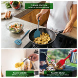 HOTEC Heat Resistant Silicone Kitchen Utensils, Cooking Utensil Set, Spatula Set, BPA Free, Kitchen Gadgets, Utensils Holder, Dishwasher Safe, 14pcs Multicolor HOTEC