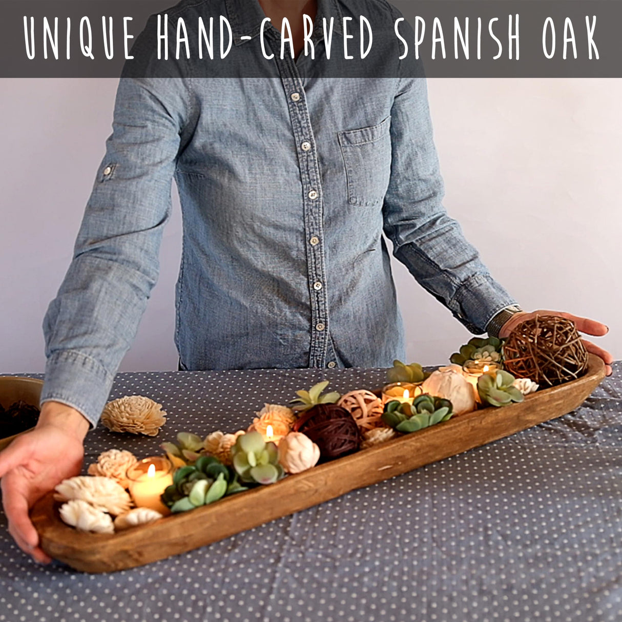 Decorative Wooden Dough Bowl Decor Approx 30 Inch, Hand Carved Rustic Wood Long Dough Bowl, Large Carved Dough Bowl, Long Wooden Bowl, Bread Shaped Bowl Wooden Large Dough Bowl Centerpiece Made in USA MAINEVENT