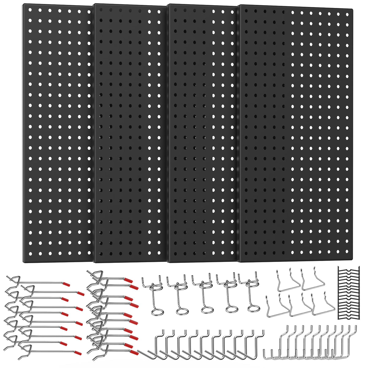 Ultrawall 4 Pack Metal Peg Board Panels with Hooks, Pegboard Wall Tool ...