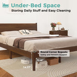 MORDEER Queen Size Bed Frame with Farmhouse Headboard, Malaysian Oak Queen Bed Frame No Box Spring Needed, Platform Bedframe with 12 Slats Support, Easy Assembly, Antique Espresso MORDEER