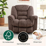 ANJ Rocker Recliner Chair Oversized Manual 360° Swivel Recliners Comfy Glider Rocking Chairs for Big Man Extra Wide Overstuffed Reclining Chair for Living Room, Camel ANJ