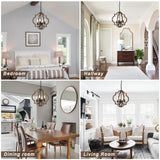 Farmhouse Chandelier Light Fixtures, 4-Light Dining Room Light Fixtures Over Table, Solid Wood Chandeliers for Dining Room, 15.7“ Brown Rustic Chandeliers for Living Room Kitchen Island Bedroom Foyer Stepeak