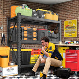 Heavy Duty Storage Shelves, 51.2"W Metal Garage Shelving Units, Durable Adjustable Steel Utility Shelf for Home Commercial Industrial Warehouse Storage Organization Utility Shelving Units, Black PRESTELION