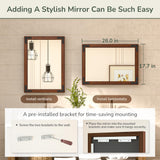 TokeShimi 18x26 Inch Farmhouse Bathroom Mirror Rustic Wooden Framed, Natural Wood with Walnut Accents, Water-Proof, French Cleats Installation, HD-Reflection and Shatter-Proof Glass TokeShimi